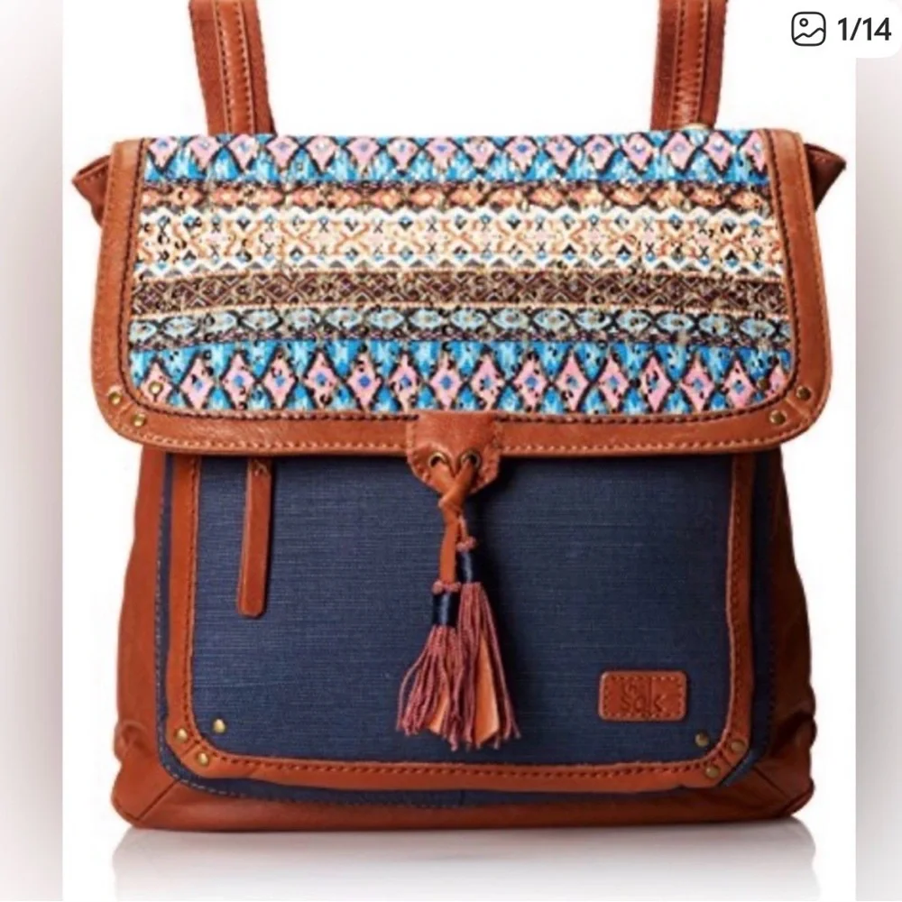 The Sak Ventura‎ Convertible Backpack Leather and Embroidered Boho Festival